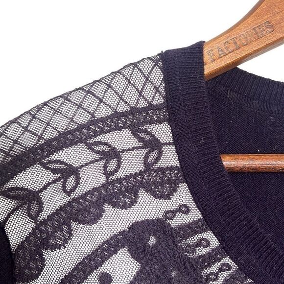 Simply Vera Vera Wang Knit Lace Overlay Pullover Sweater Purple Size XL Petite - Picture 2 of 6